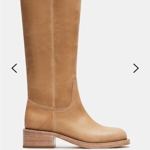 Tan Leather Knee-High Boots